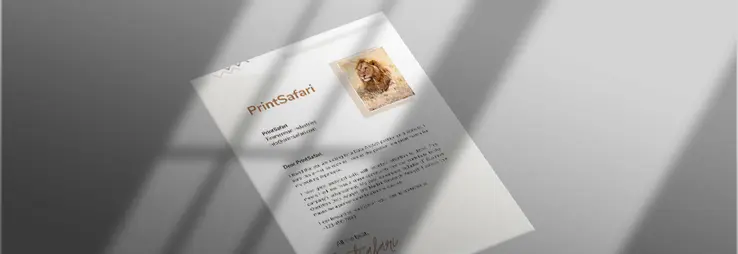 A letterhead on a gray surface.