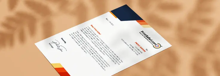 A letterhead on a orange surface.