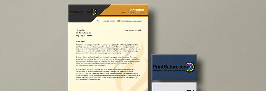 A letterhead on top of a beige surface.