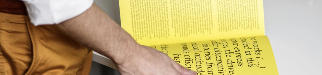 Booklet printing examples with different binding types.