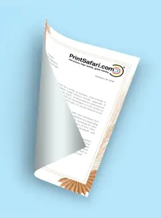 A customized letterhead laying on top of a bright blue surface.