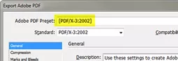 Screenshot of the Adobe PDF Export window.