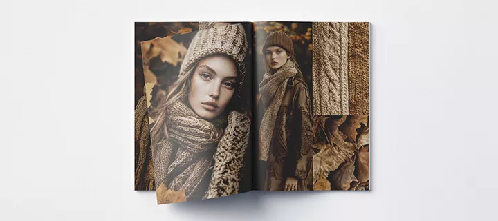 Sample Image of an opened Saddle Stitched Lookbook