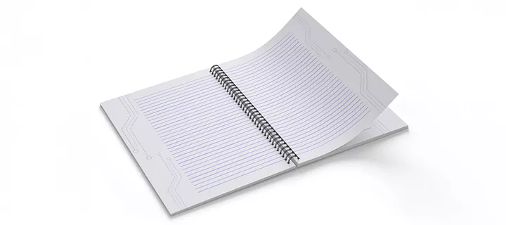 Modern spiral-bound notebook with lined pages and a stylish cover design.