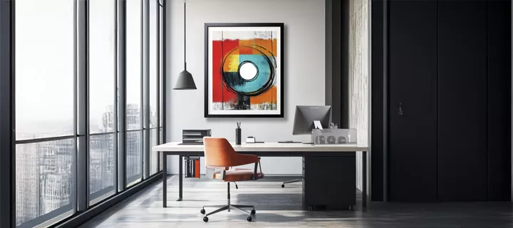 Framed print on an office wall.