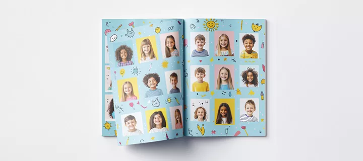 Traditional yearbook design with full-color pages of school events and achievements.