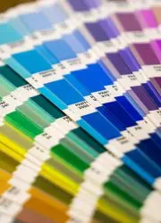 Pantone displaying a rainbow spectrum of printing colors.