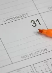 Calendar detail showing December 31st marked with highlighter