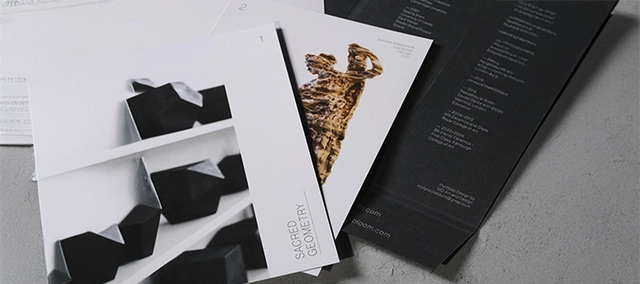 Different black and white business flyers, showcasing a portfolio.