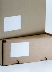 Blank custom labels on two parcels.