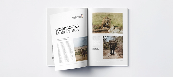 Sample image of anb opened Saddle Stitched Workbook