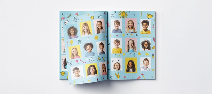 Traditional yearbook design with full-color pages of school events and achievements.