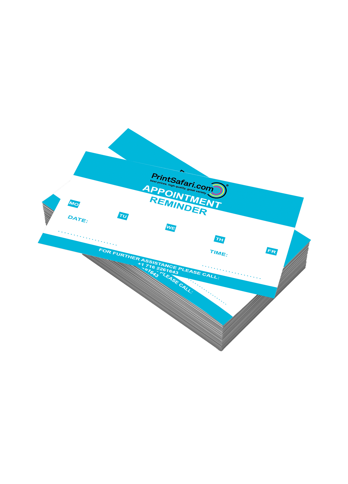 One big stack of Appointment Cards with the Card on top being slightly slipped