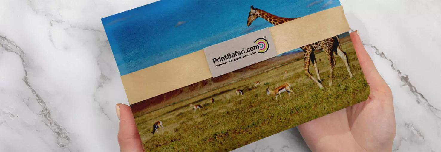 Gift wrapped with custom giraffe-themed wrapping paper.