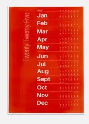 A red year planner.