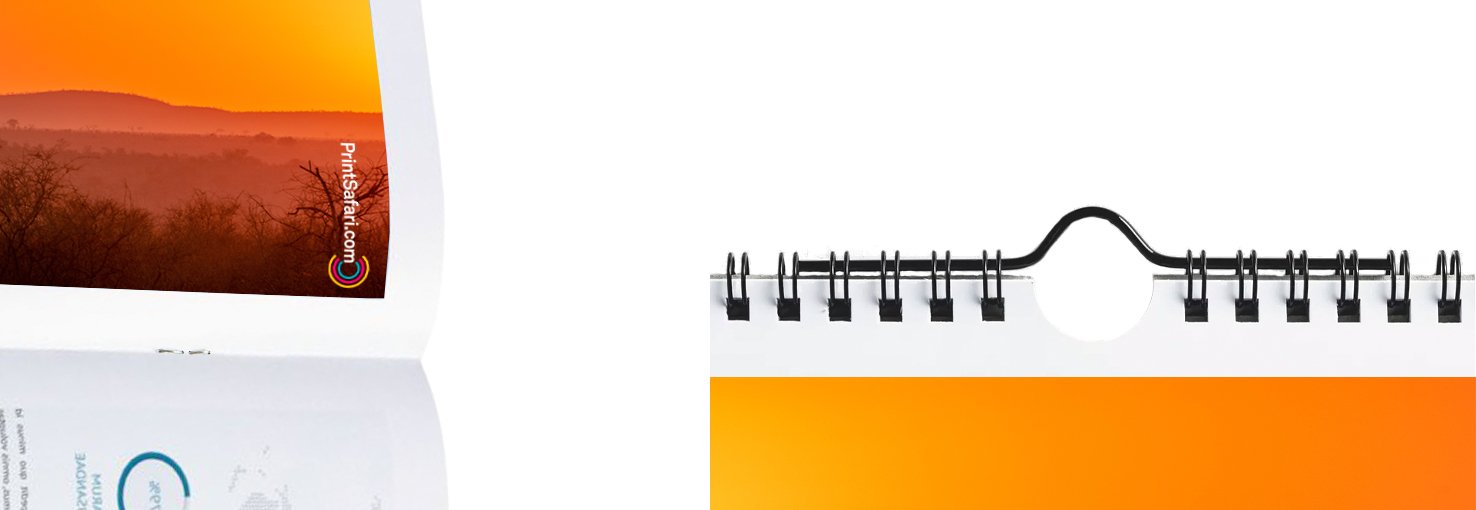 Visualisation of saddle stitch binding and wire-o binding.