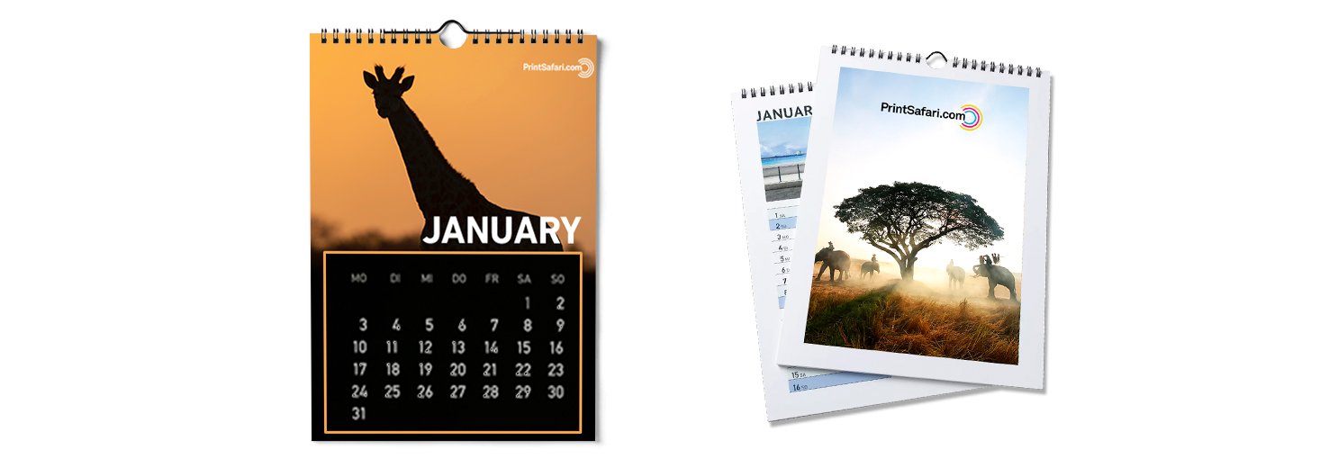 Different examples of wire-o calendars.