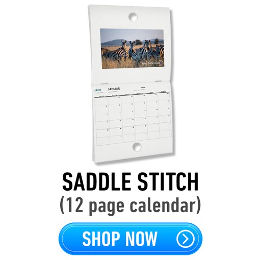 Product image and link of a 12 page saddle stitch calendar.