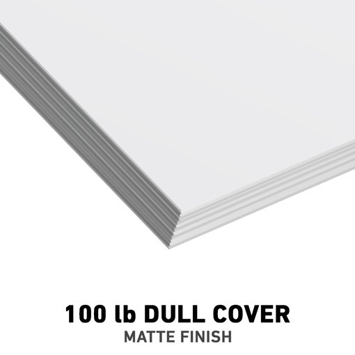 A stack of 100 lb dull cover paper with matte finish