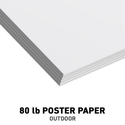 A stack of 80 lb poster paper for outdoor use.