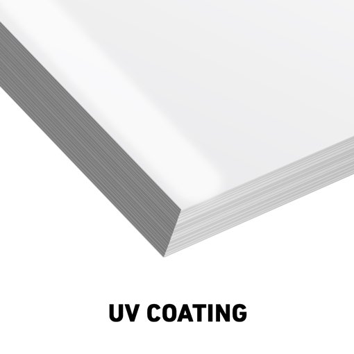 A stack of paper with uv coating.