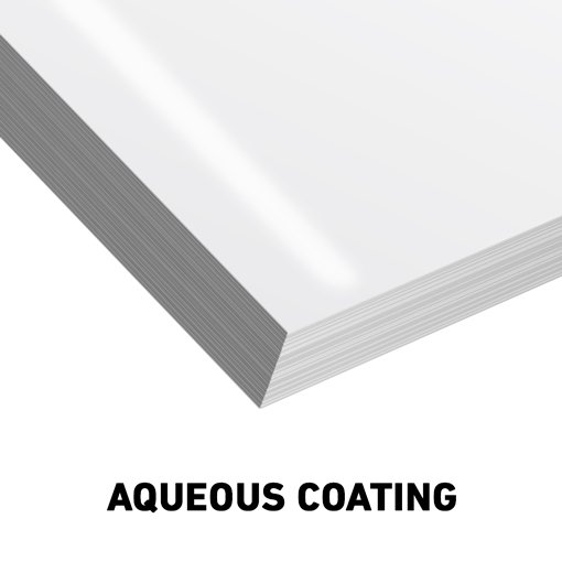A stack of paper with aqueous coating.